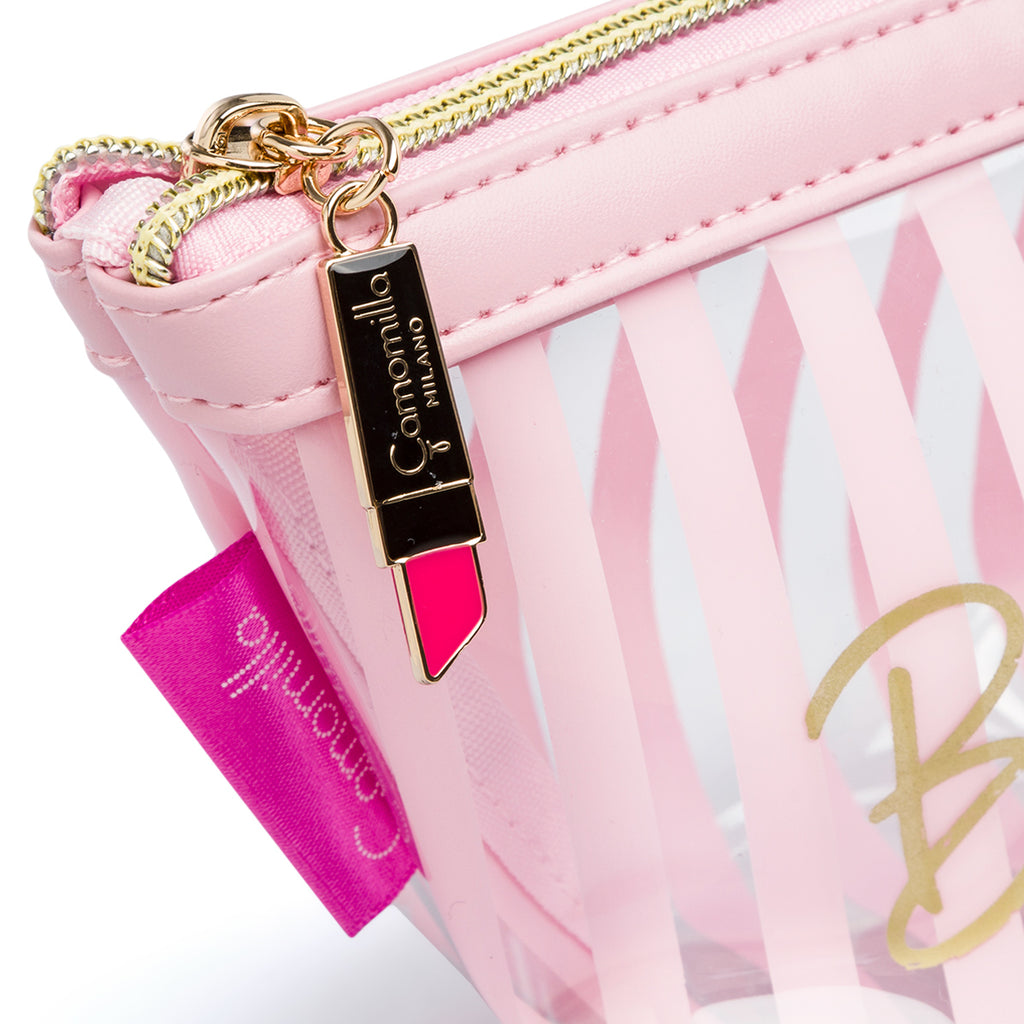 Beauty case busta rosa a righe da donna Camomilla Milano Be Chic