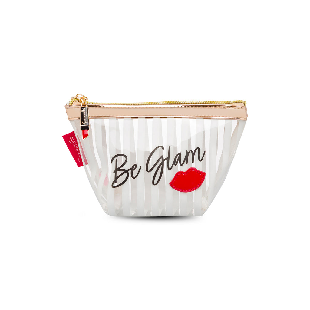 Beauty case busta bianco e oro rosa a righe da donna Camomilla Milano Be Chic