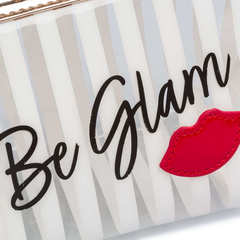 Beauty case busta bianco e oro rosa a righe da donna Camomilla Milano Be Chic