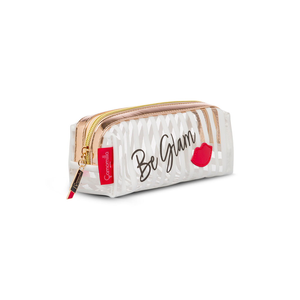 Astuccio beauty case oro rosa e bianco da donna Camomilla Milano Be Chic