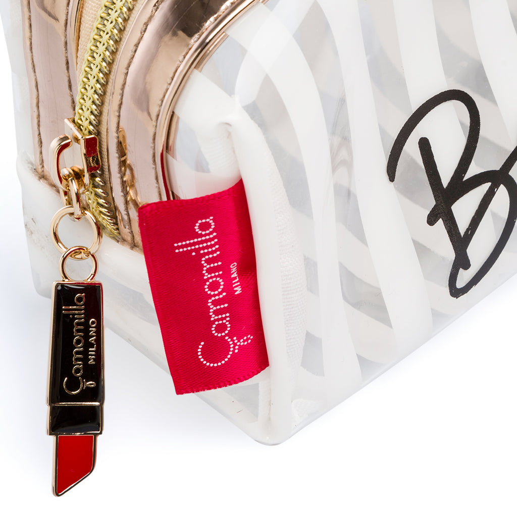 Astuccio beauty case oro rosa e bianco da donna Camomilla Milano Be Chic