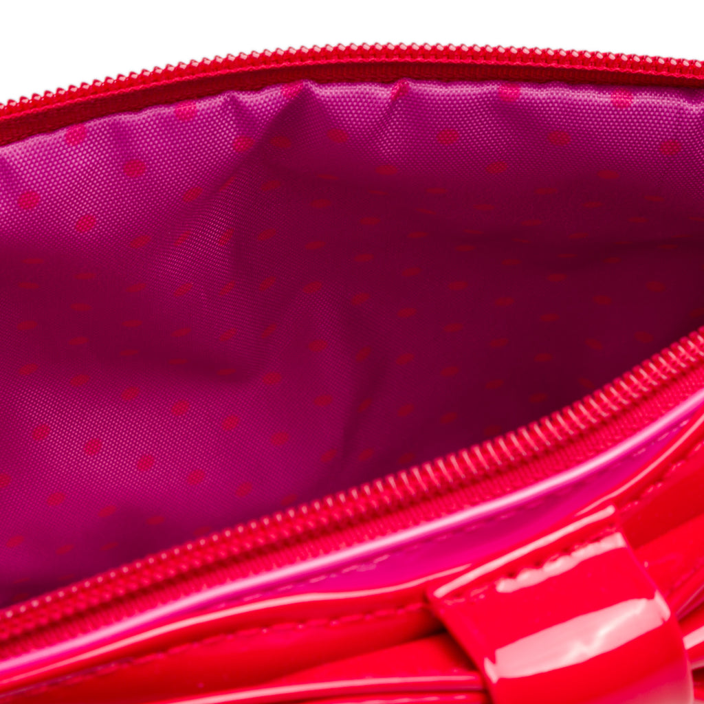 Busta beauty case fucsia e rossa con fiocco Camomilla Milano Sweet Stripes