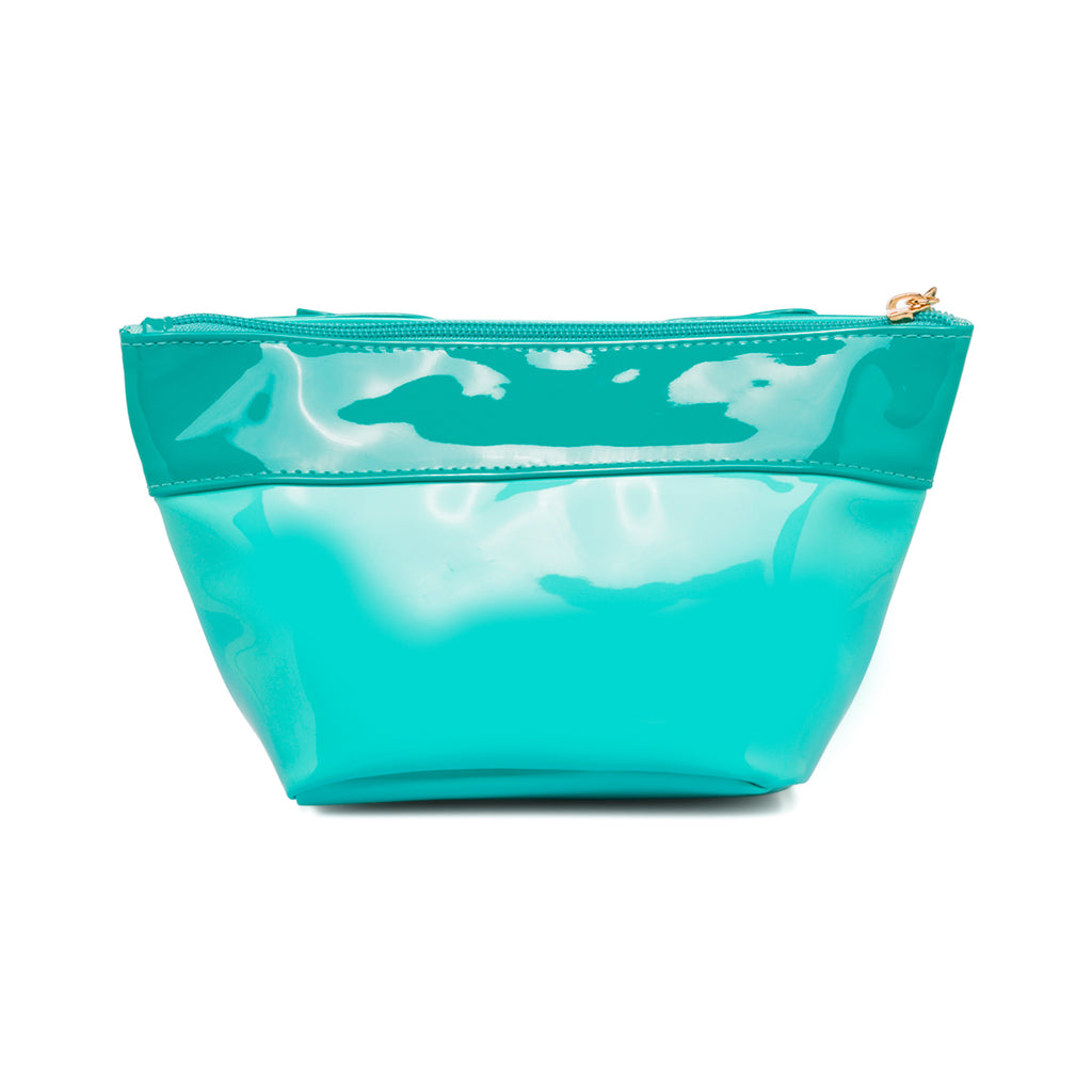 Busta beauty case verde acqua con fiocco Camomilla Milano Sweet Stripes