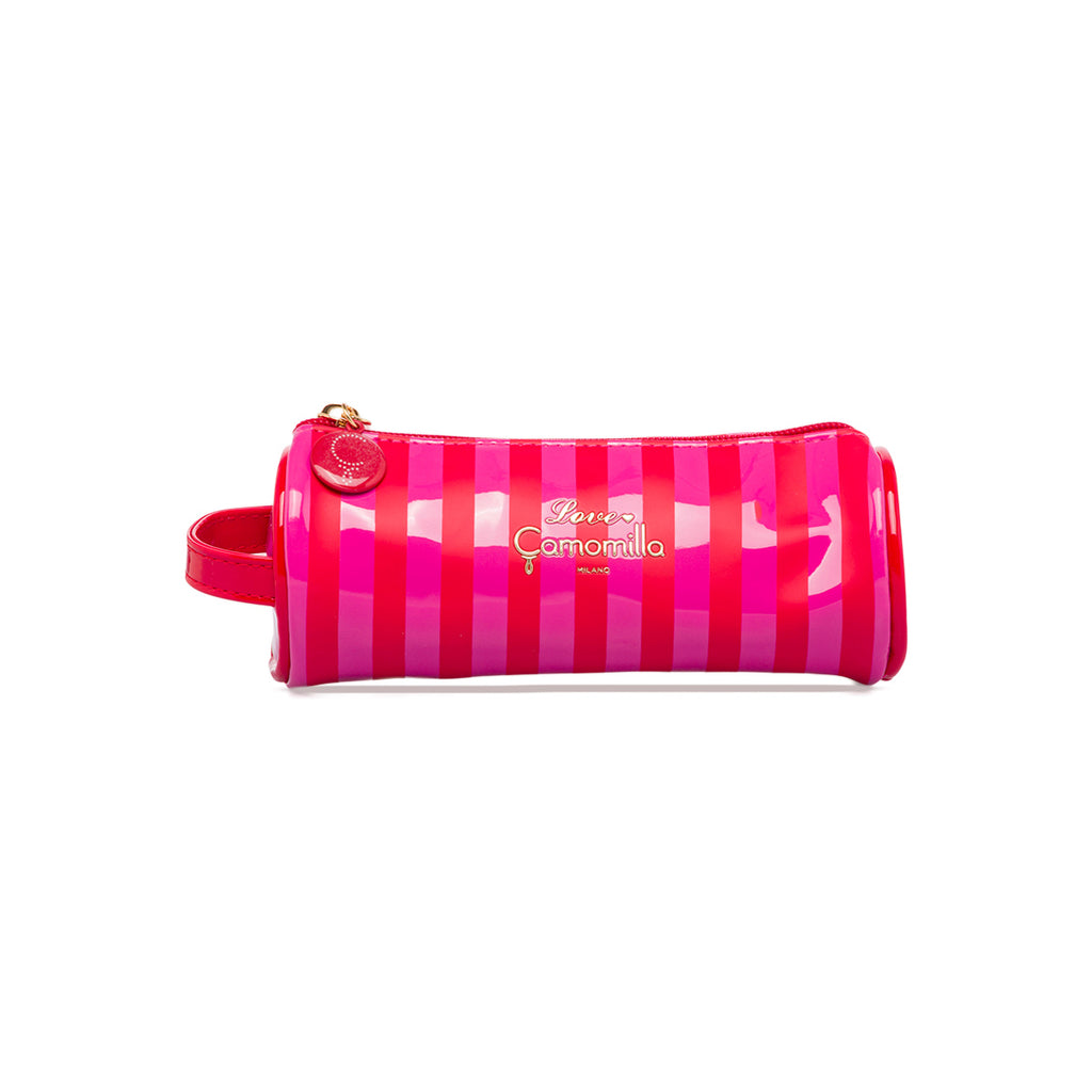 Astuccio tombolino da donna fucsia e rosso a righe Camomilla Milano Sweet Stripes