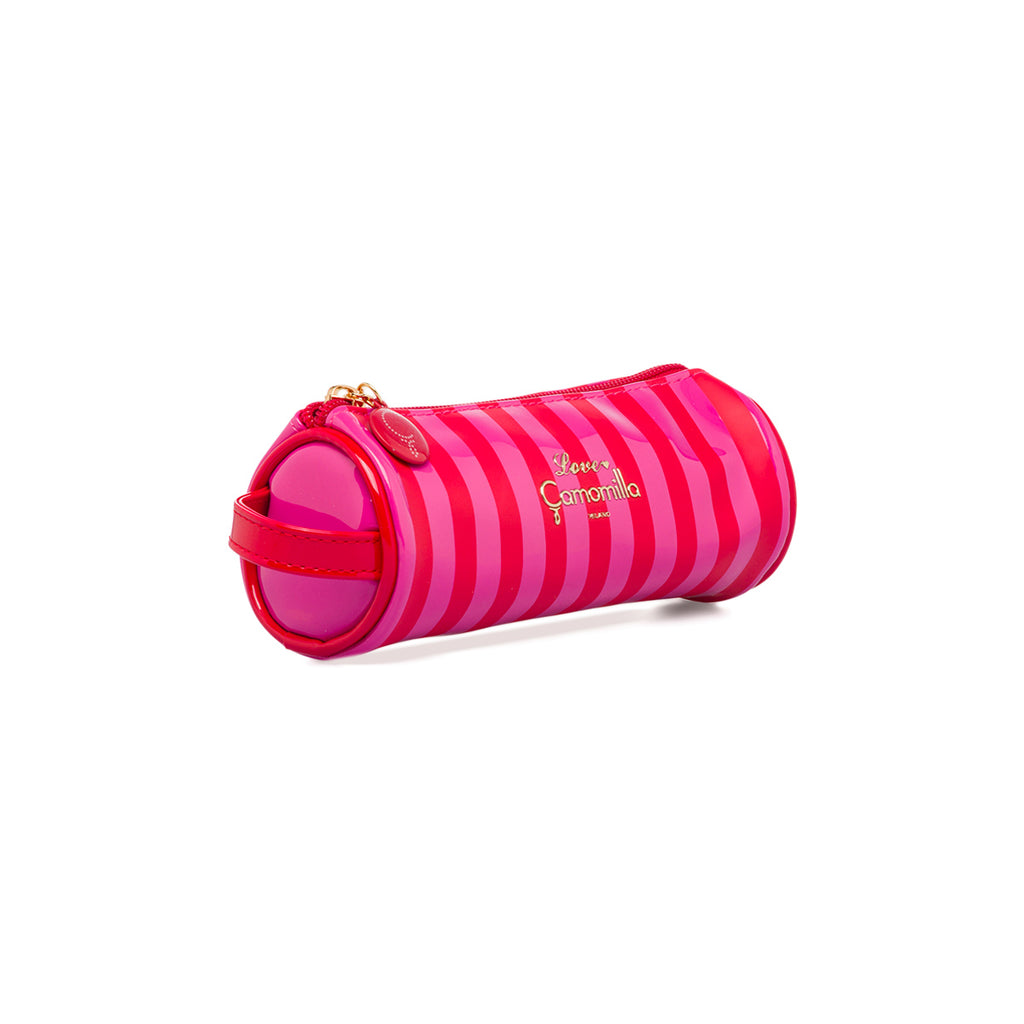 Astuccio tombolino da donna fucsia e rosso a righe Camomilla Milano Sweet Stripes
