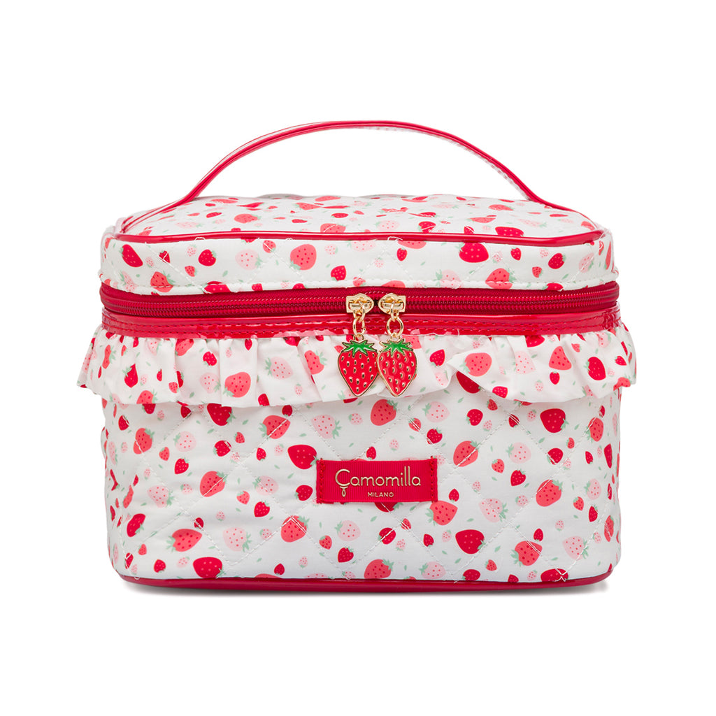 Beauty Case bianco da Donna con stampa fragole Camomilla Milano