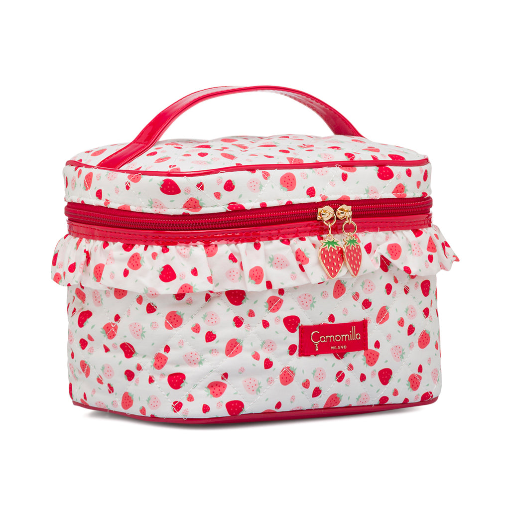 Beauty Case bianco da Donna con stampa fragole Camomilla Milano