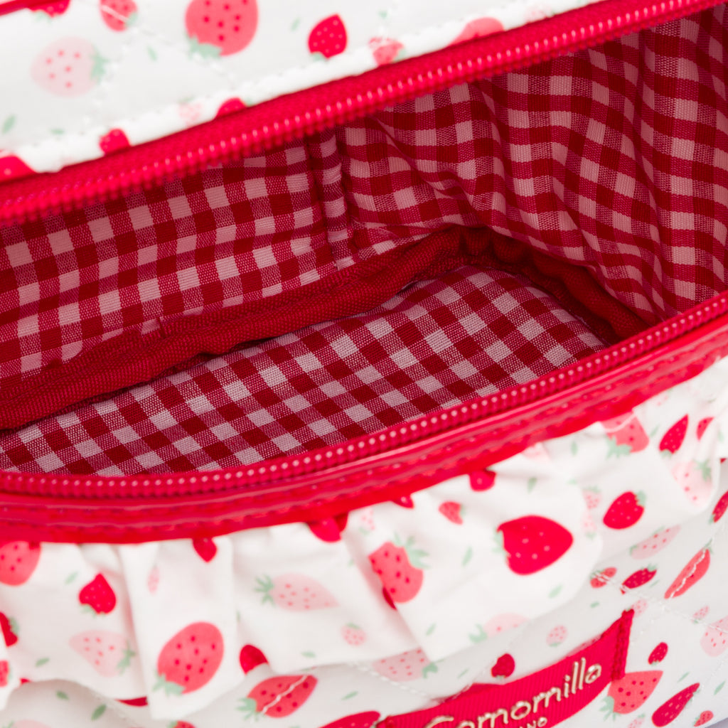 Beauty Case bianco da Donna con stampa fragole Camomilla Milano