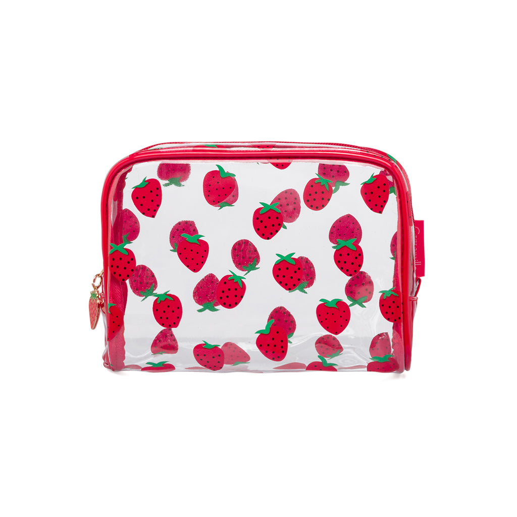 Beauty Case da Donna rosso con stampa fragole Camomilla Milano
