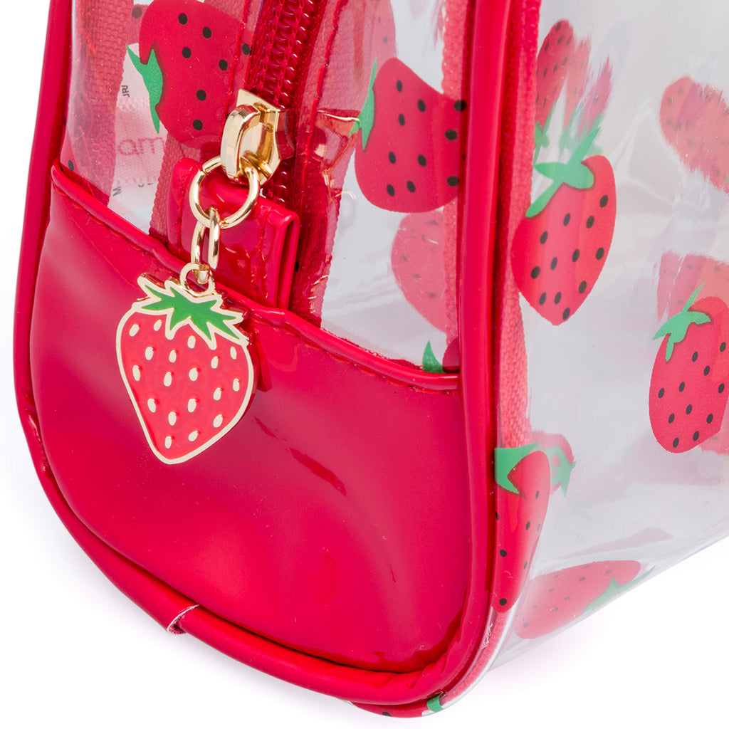 Beauty Case da Donna rosso con stampa fragole Camomilla Milano