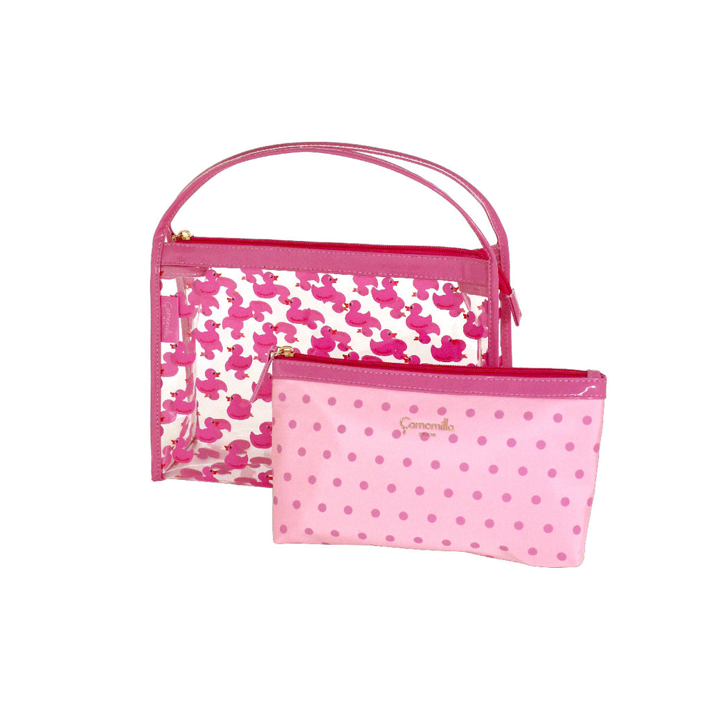 Set Necessaire fuxia da Donna con stampa anatre Camomilla Milano