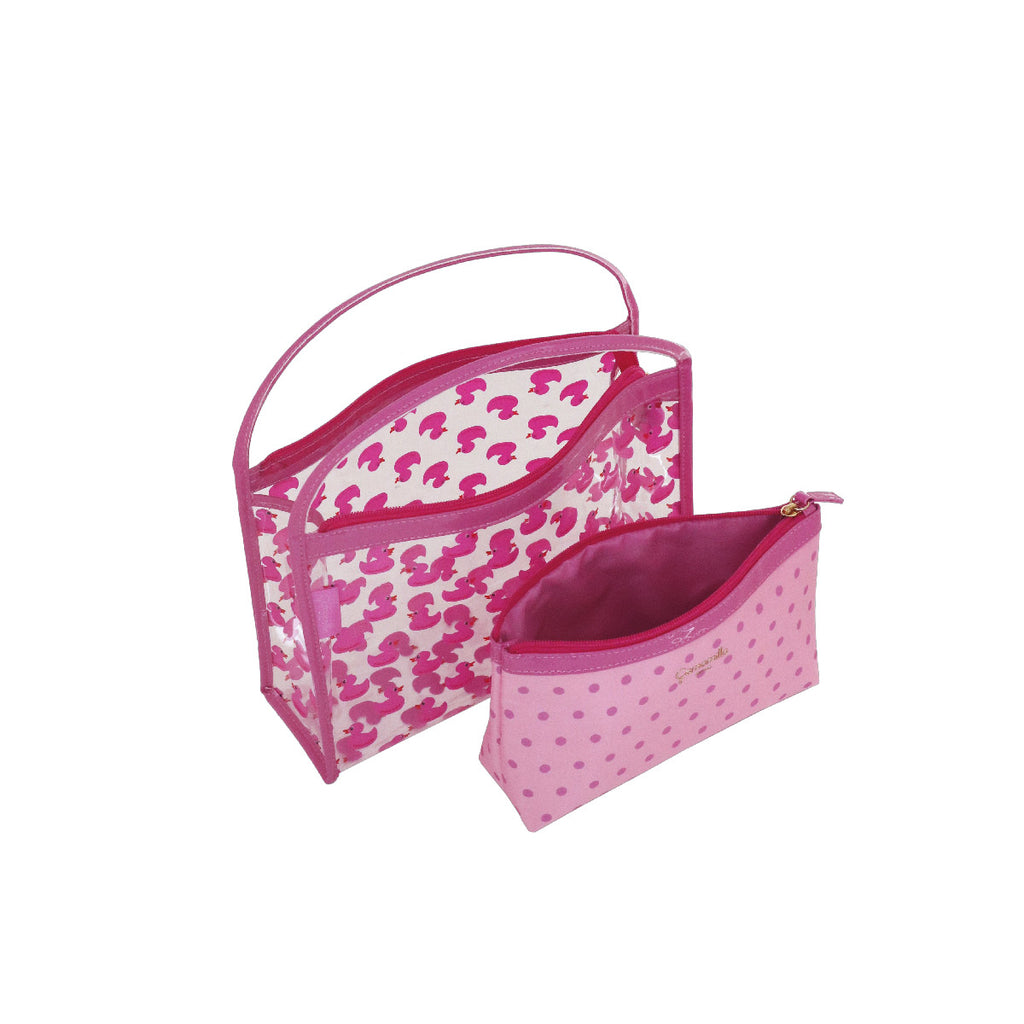 Set Necessaire fuxia da Donna con stampa anatre Camomilla Milano