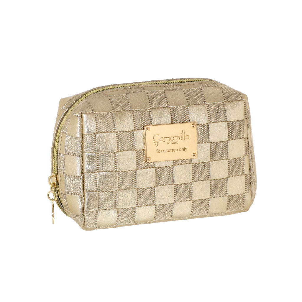 Beauty case dorato da Donna con motivo a quadri Camomilla Milano