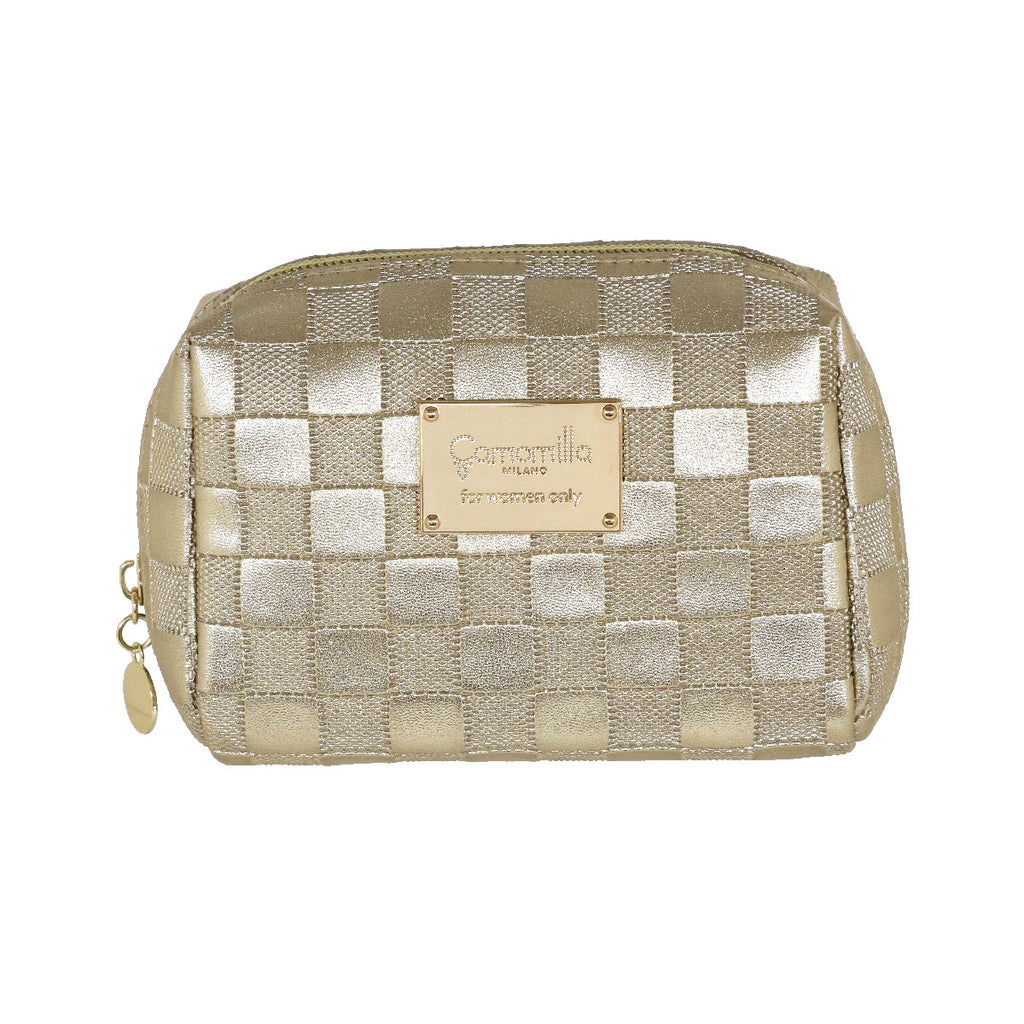 Beauty case dorato da Donna con motivo a quadri Camomilla Milano