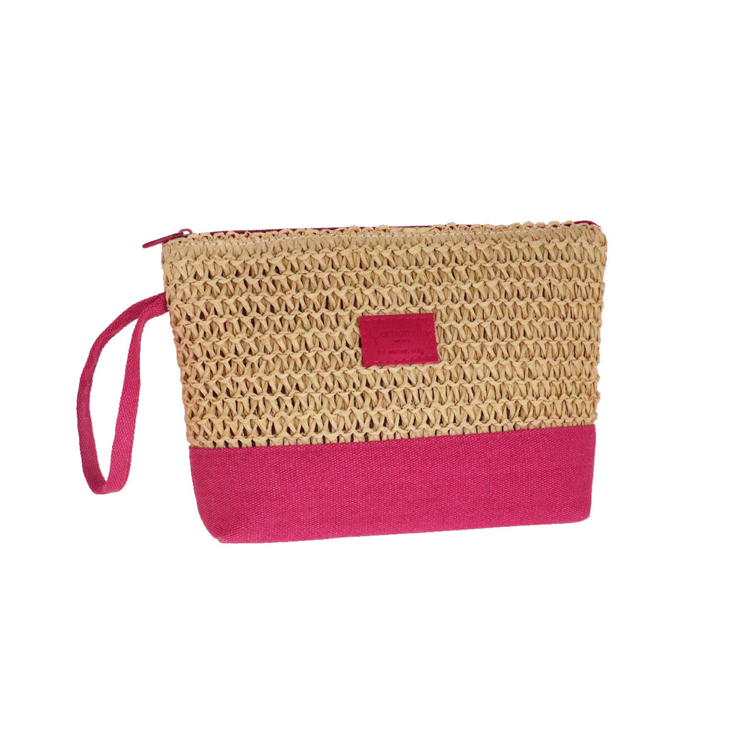 Pochette estiva fucsia da Donna in paglia e tessuto Camomilla Milano