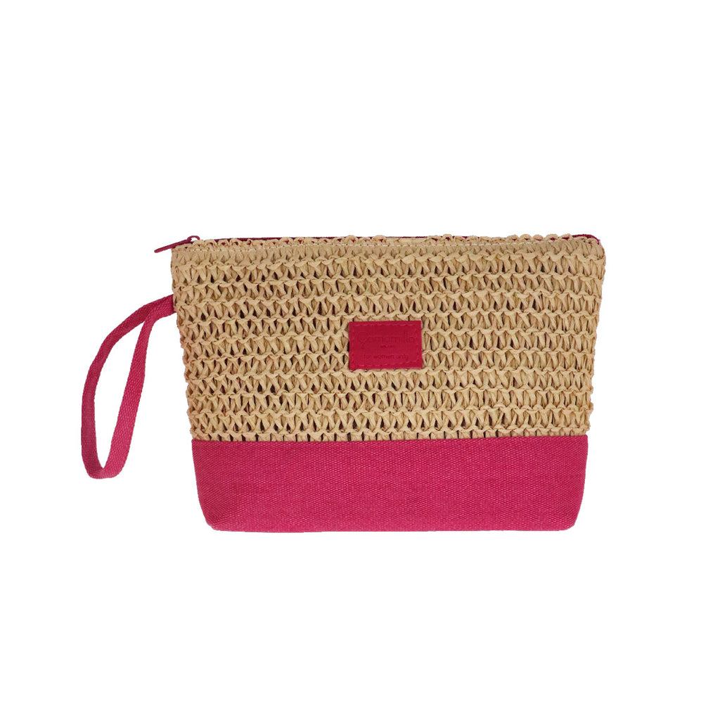 Pochette estiva fucsia da Donna in paglia e tessuto Camomilla Milano