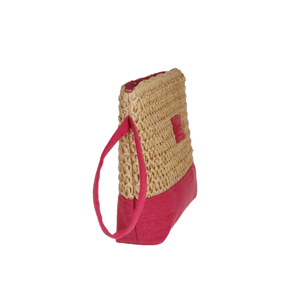 Pochette estiva fucsia da Donna in paglia e tessuto Camomilla Milano