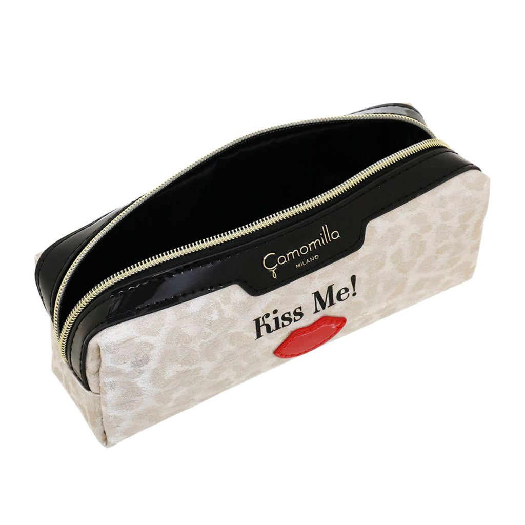 Beauty case unisex Nero leopardato Kiss Me con zip Camomilla Milano