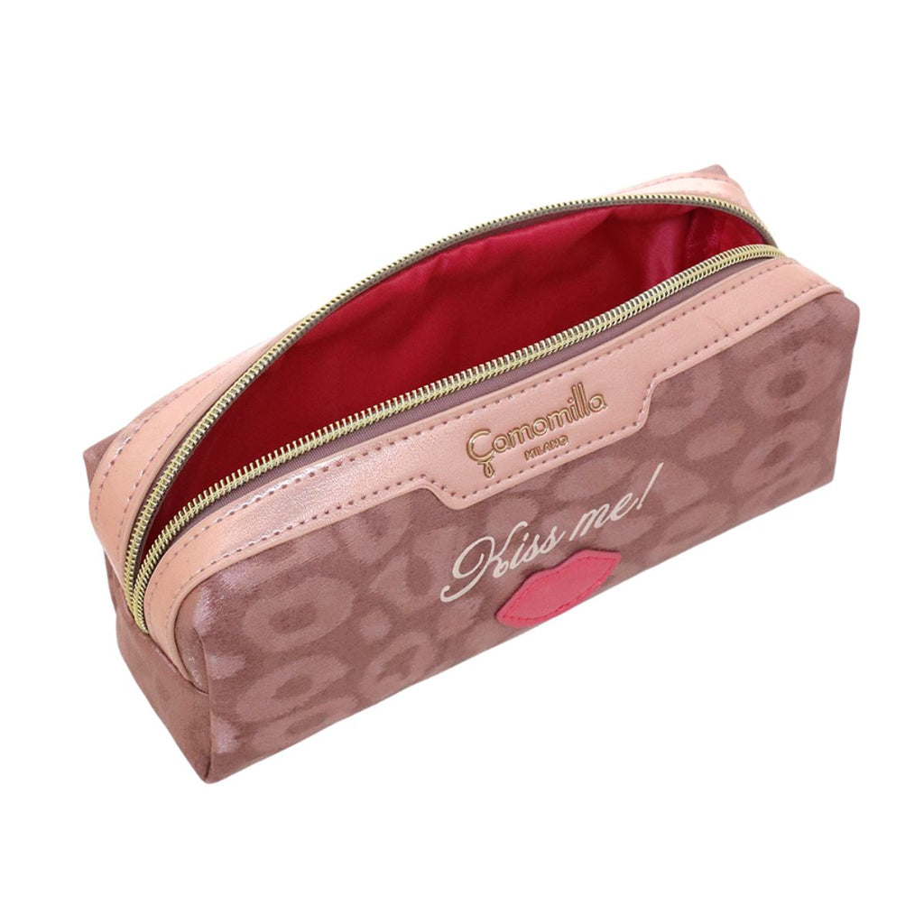 Beauty Case donna rosa con stampa leopardata Camomilla Milano