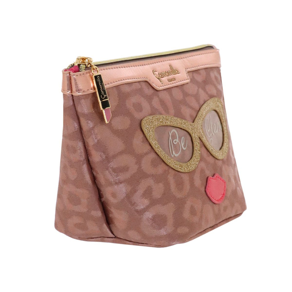 Beauty case da donna rosa con stampa maculata Camomilla Milano