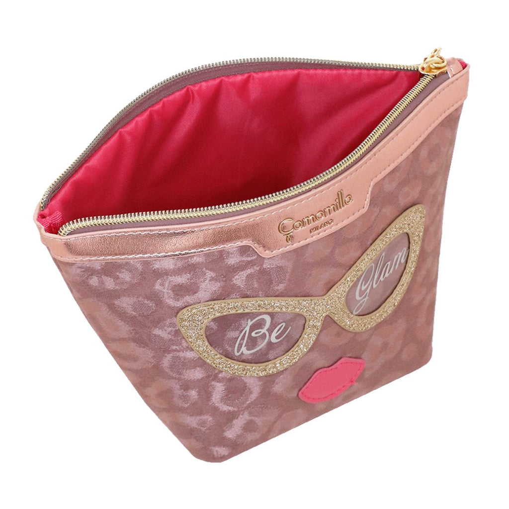Beauty case da donna rosa con stampa maculata Camomilla Milano