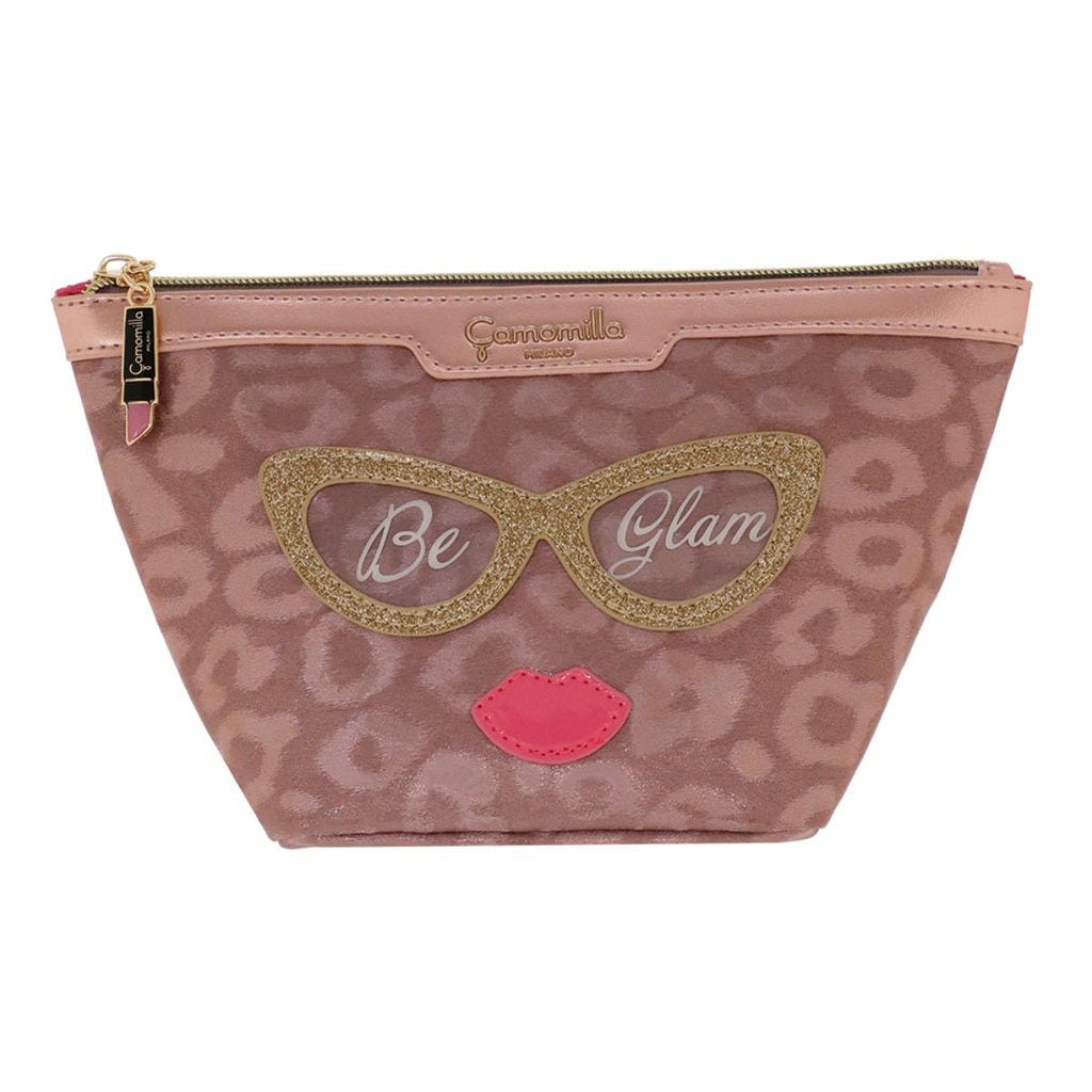 Beauty case da donna rosa con stampa maculata Camomilla Milano