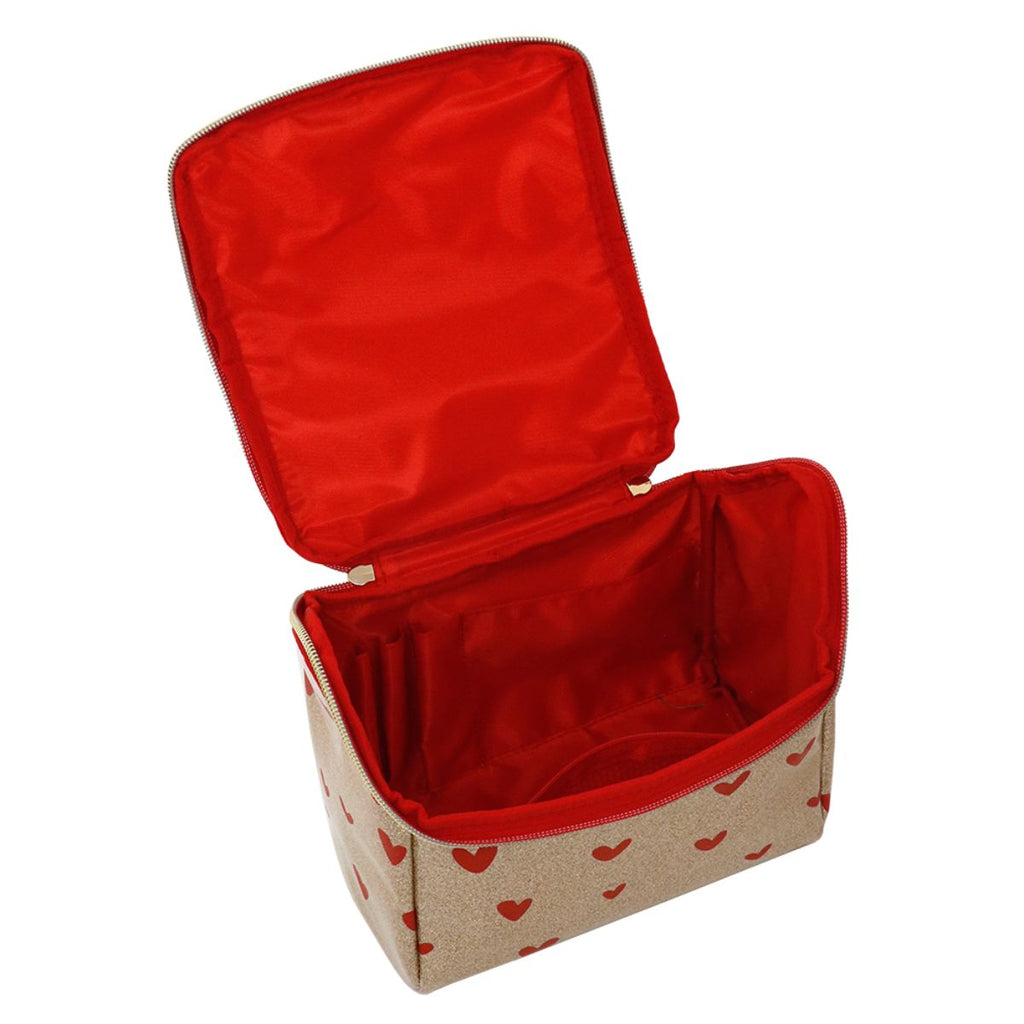Beauty case donna oro glitterato a cuori Camomilla Milano