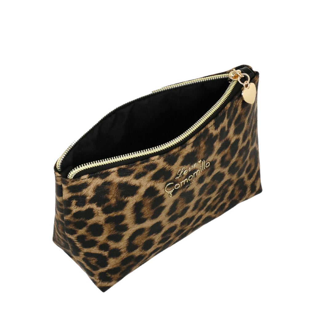 Pochette da donna Love marrone con stampa maculata Camomilla Milano