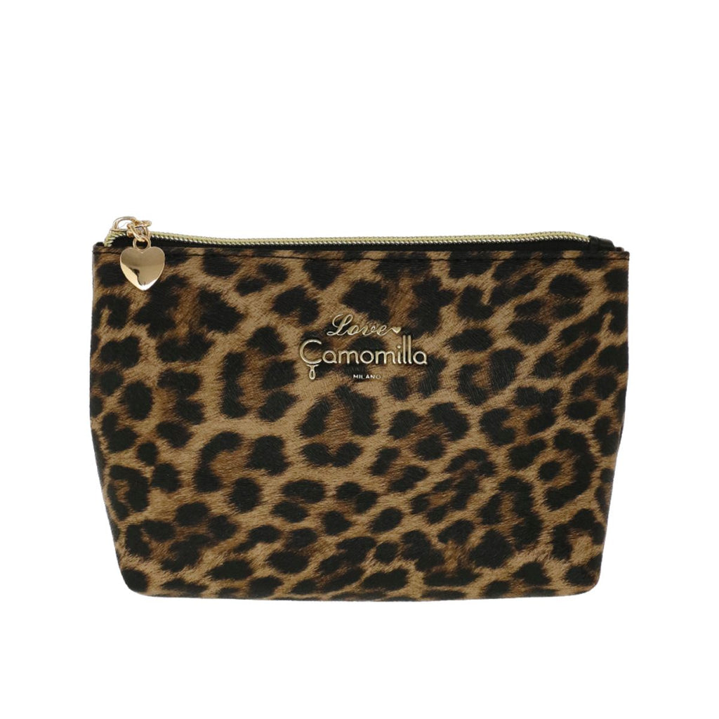 Pochette da donna Love marrone con stampa maculata Camomilla Milano