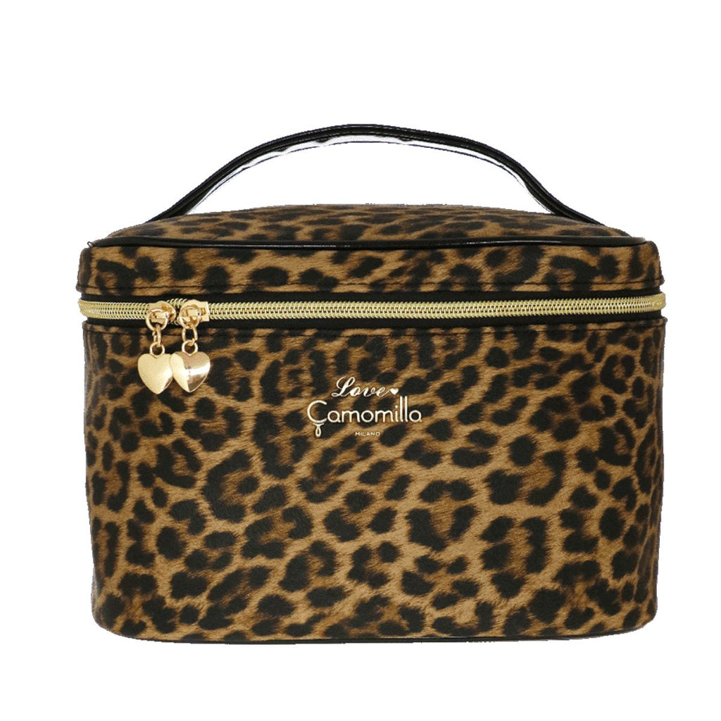 Beauty Case da donna Love stampa leopardata con zip dorata Camomilla Milano