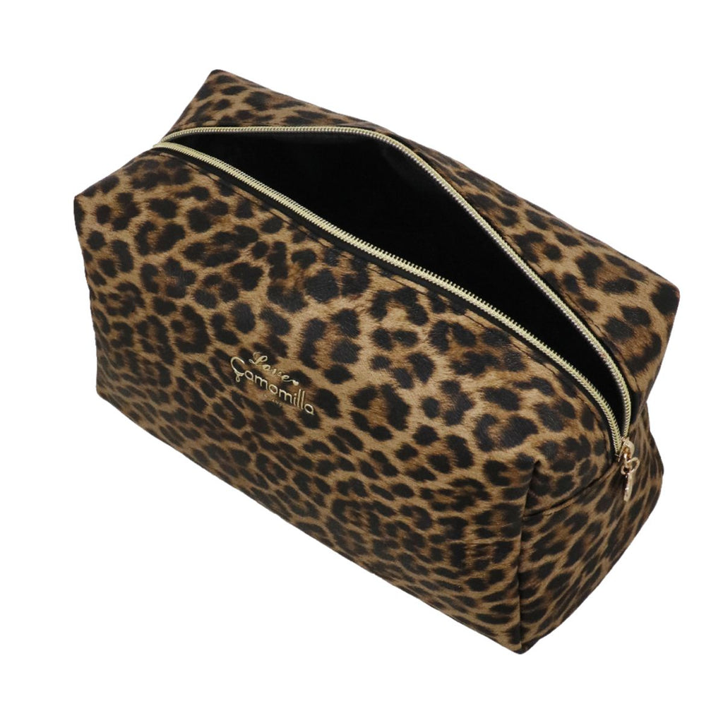 Borsa Beauty Love da donna leopardata marrone con zip dorata Camomilla Milano