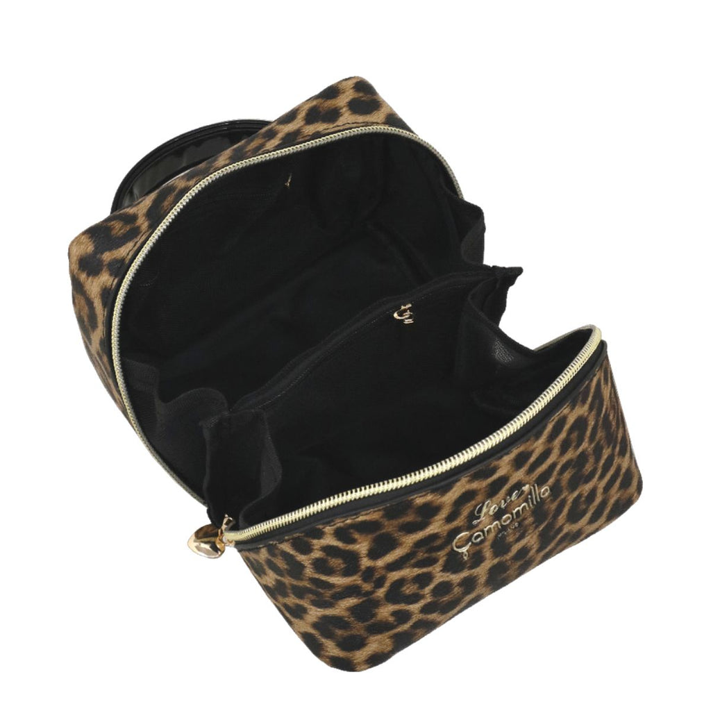 Beauty Case da donna leopardato con charm a cuore Camomilla Milano