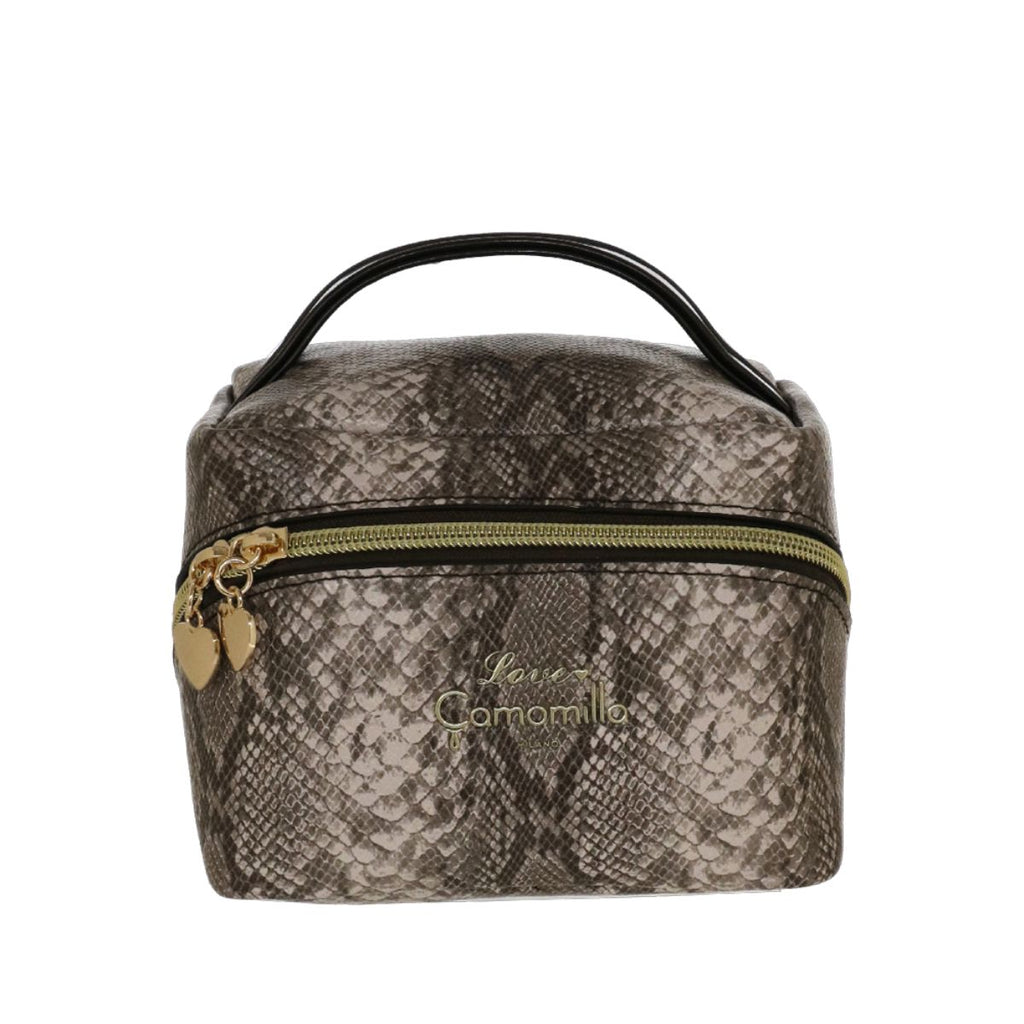 Beauty Case da donna color tortora fantasia pitonata Camomilla Milano