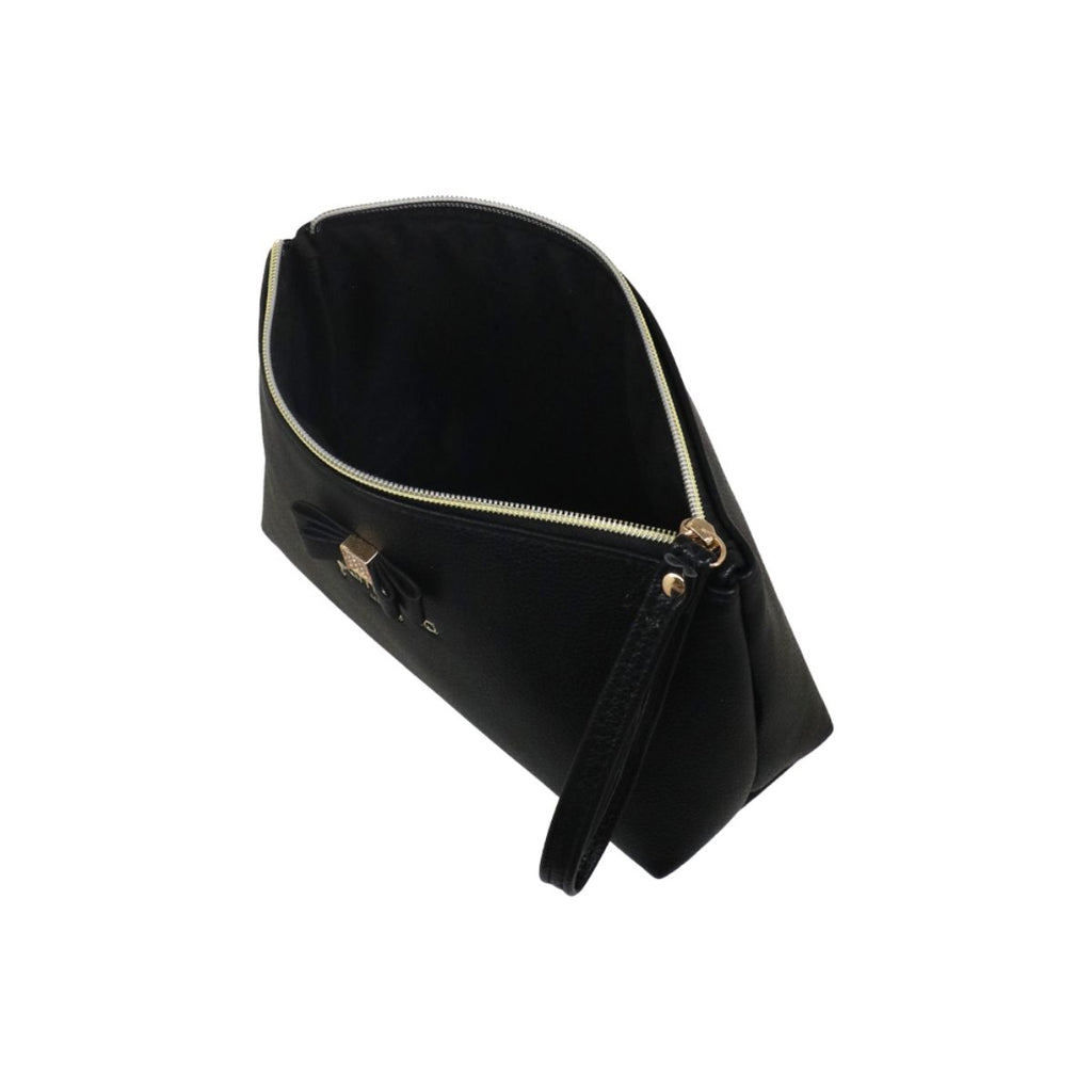 Pochette da donna nera con fiocco e strass Camomilla Milano