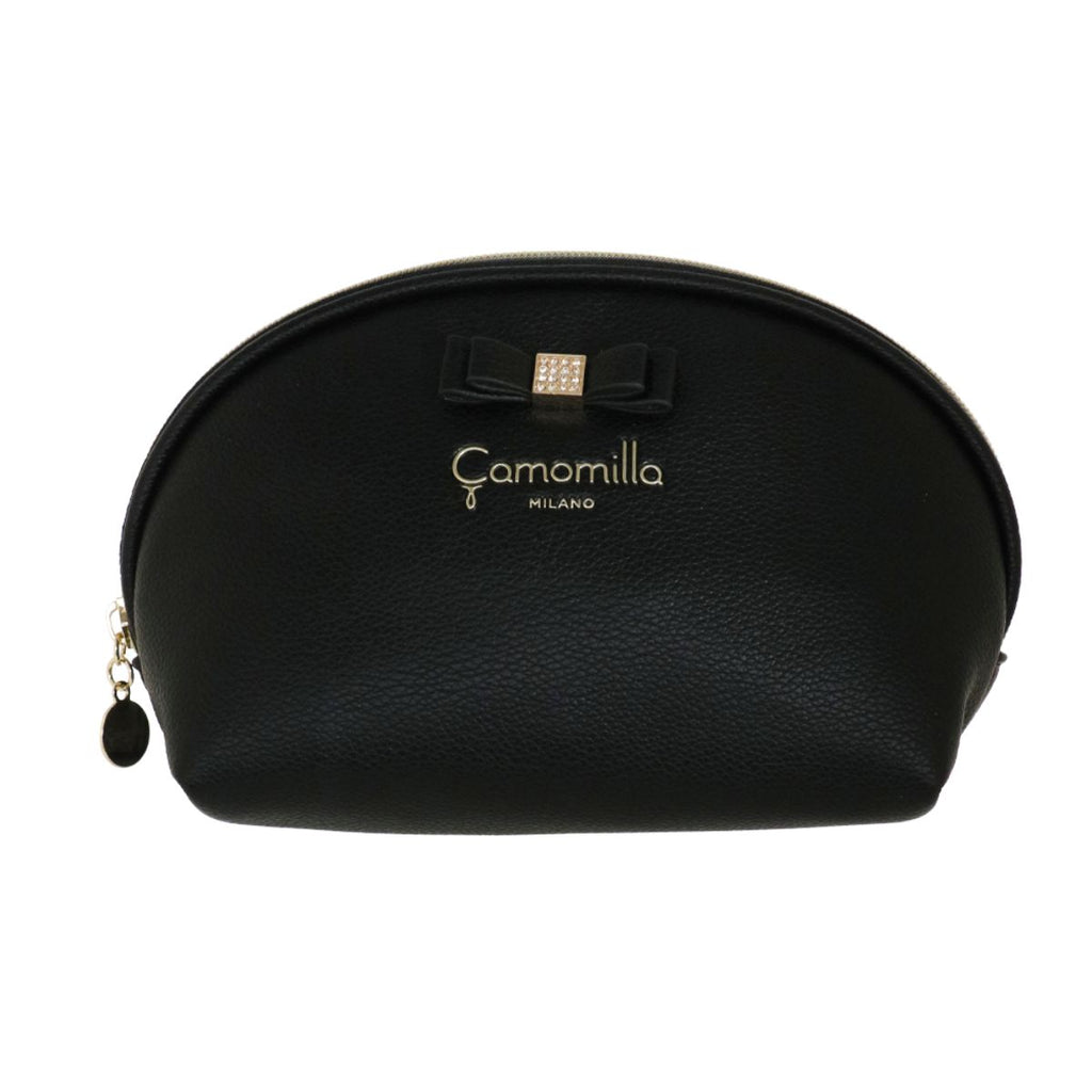 Pochette Beauty Case da donna nera con fiocco strass Camomilla Milano