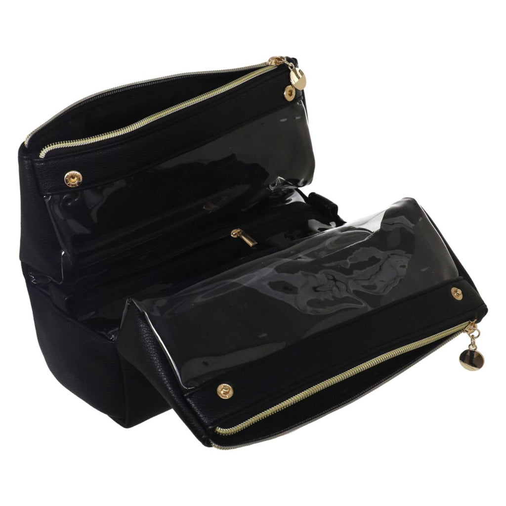 Beauty Case da donna nero con fiocco e strass luminosi Camomilla Milano