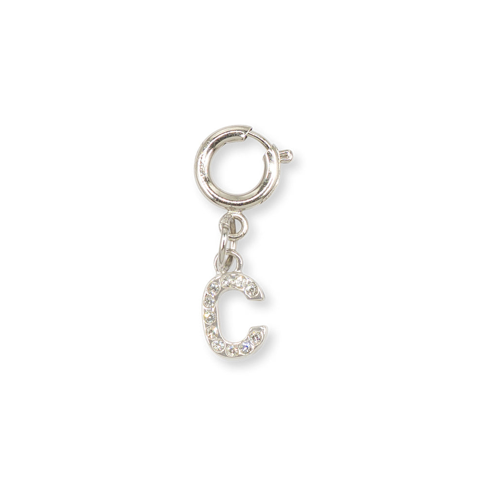 Charm Lettera C strass argento personalizza scarpe borse Lora Ferres