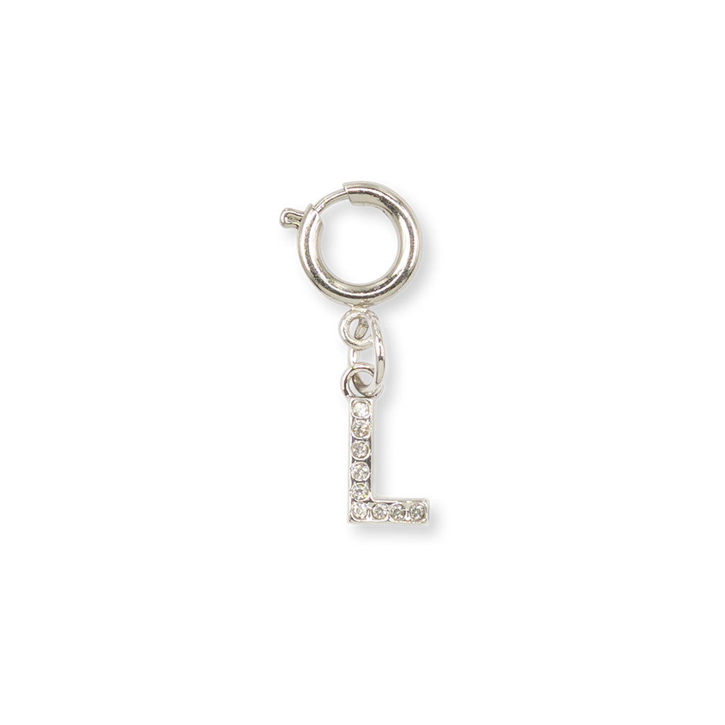 Charm Lettera L strass argento decorazione personalizzata Lora Ferres