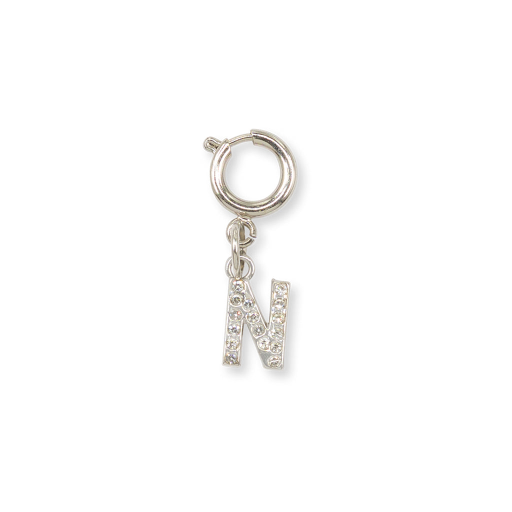 Charm Lettera N strass argento per scarpe e borse Lora Ferres