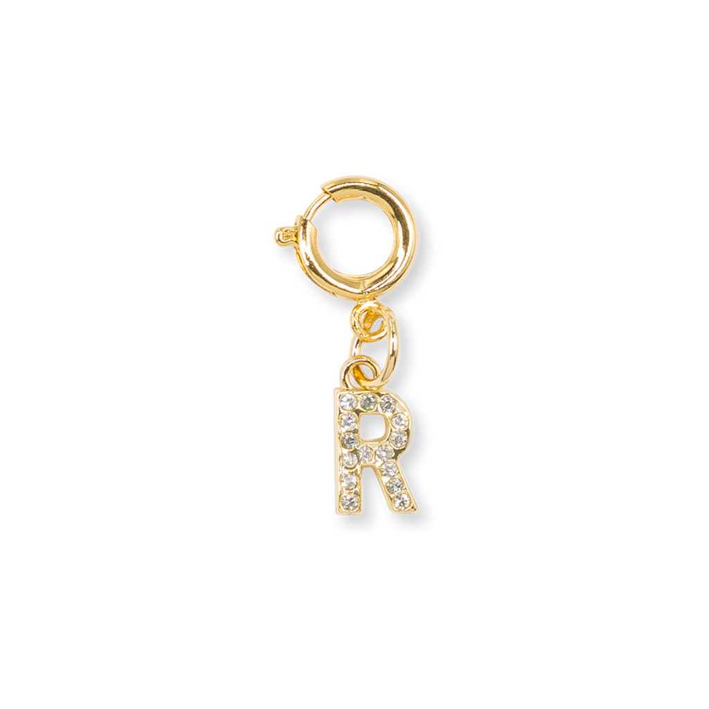 Charm Lettera R strass oro accessorio glamour scarpe Lora Ferres