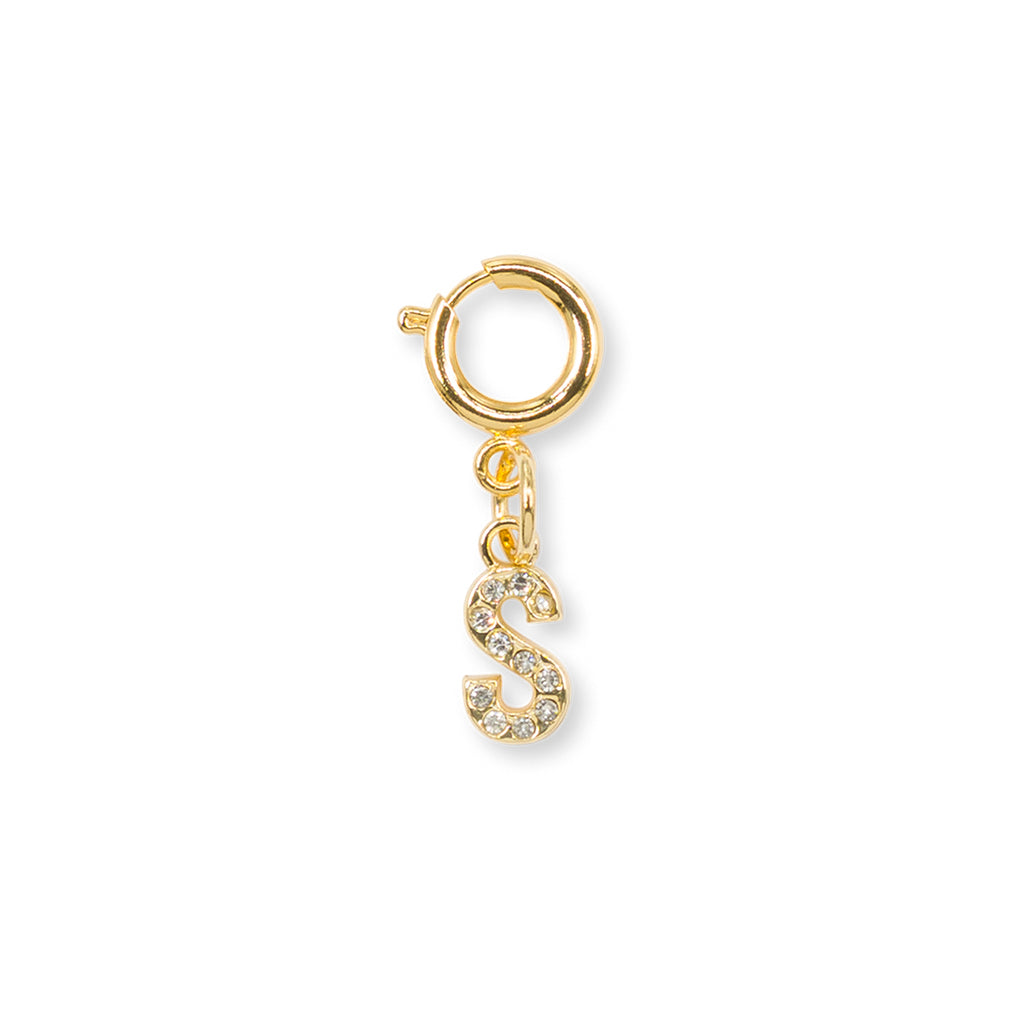 Charm Lettera S strass oro personalizzazione scarpe Lora Ferres