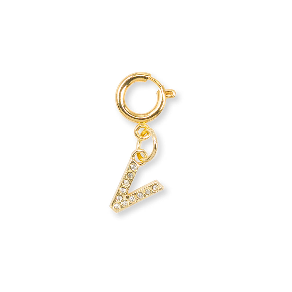 Charm Lettera V strass oro per scarpe accessori Lora Ferres