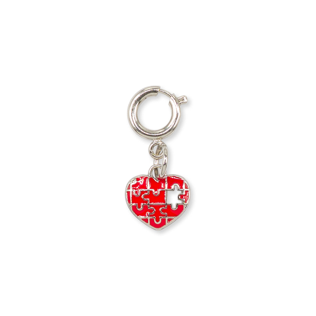 Charm Cuore Puzzle rosso e argento per scarpe e borse Lora Ferres