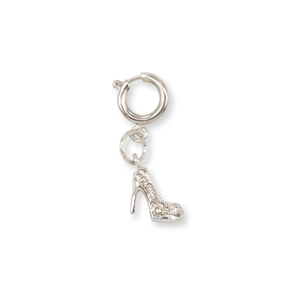 Charm Scarpa tacco strass argento accessorio fashion Lora Ferres