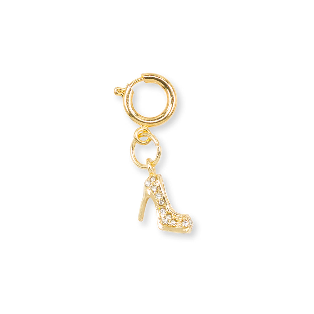 Charm Scarpa tacco strass oro accessorio fashion Lora Ferres