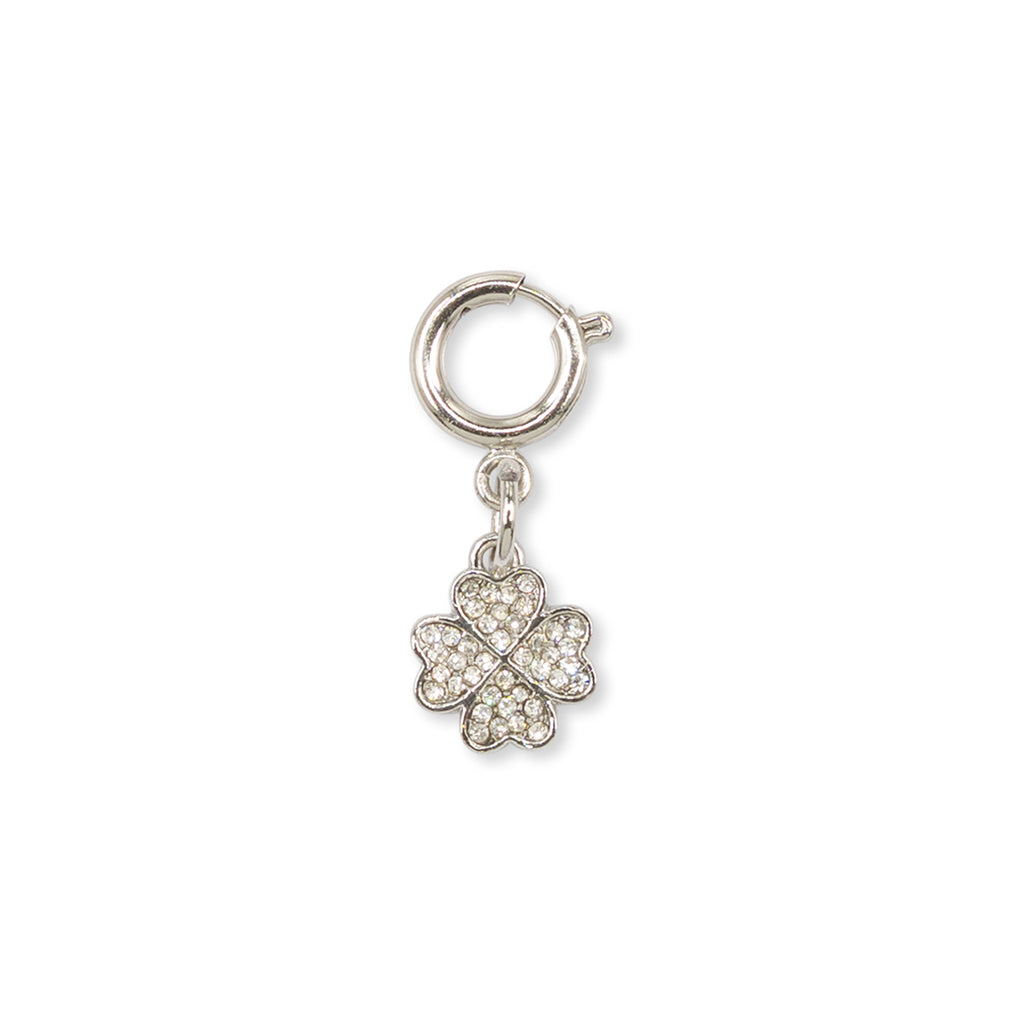 Charm Quadrifoglio strass argento portafortuna decorazione scarpe