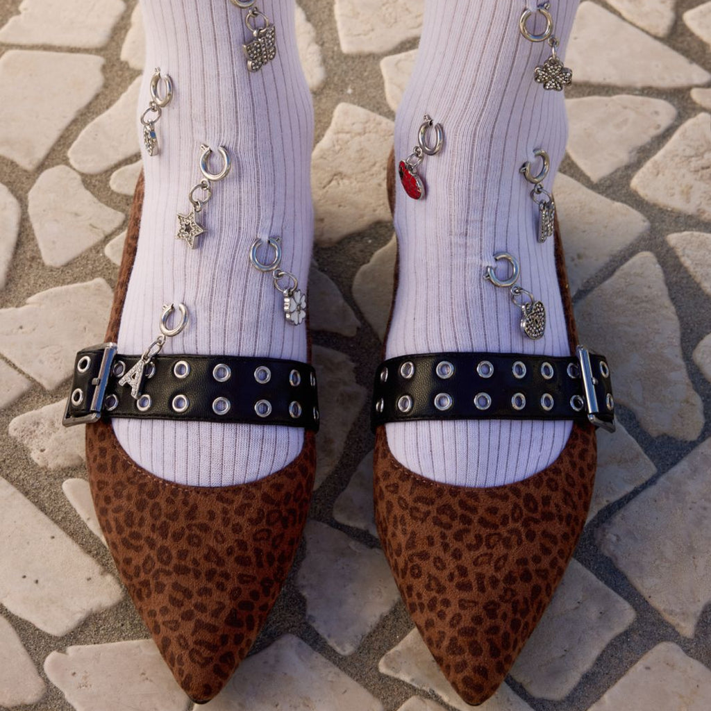 Charm Quadrifoglio strass argento portafortuna decorazione scarpe