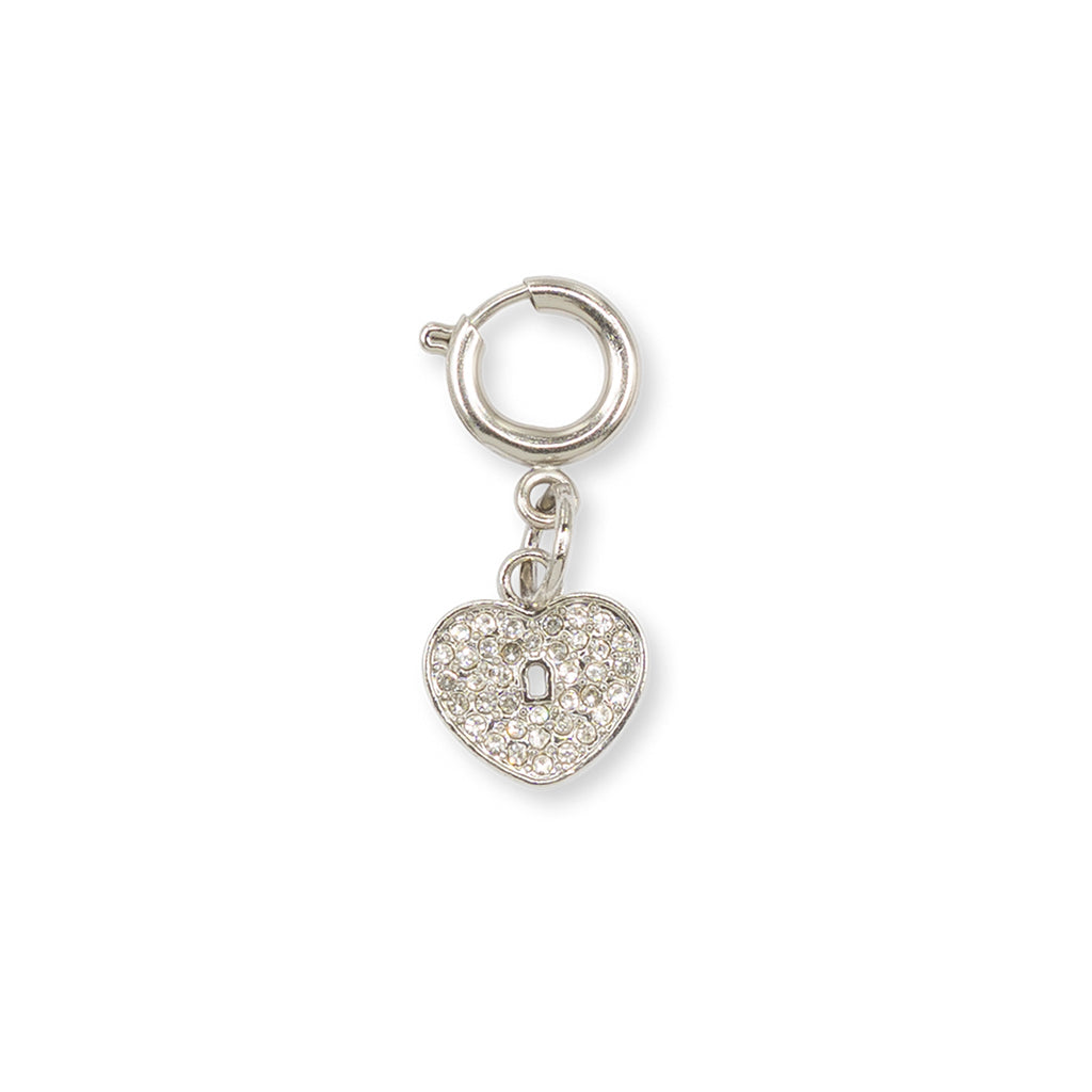 Charm Cuore lucchetto strass argento accessorio scarpe Lora Ferres