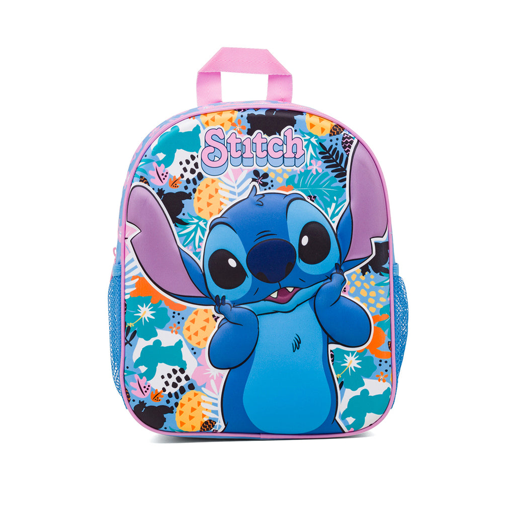 Zaino da scuola piccolo azzurro e lilla con dettaglio Stitch