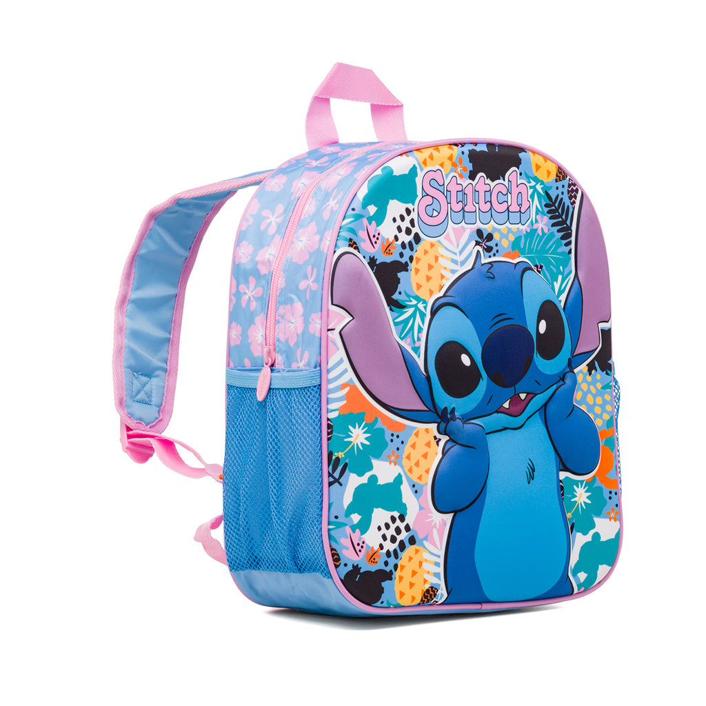 Zaino da scuola piccolo azzurro e lilla con dettaglio Stitch